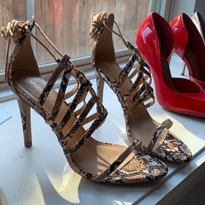 NEVER WORN! Strappy Snake Skin Heels
